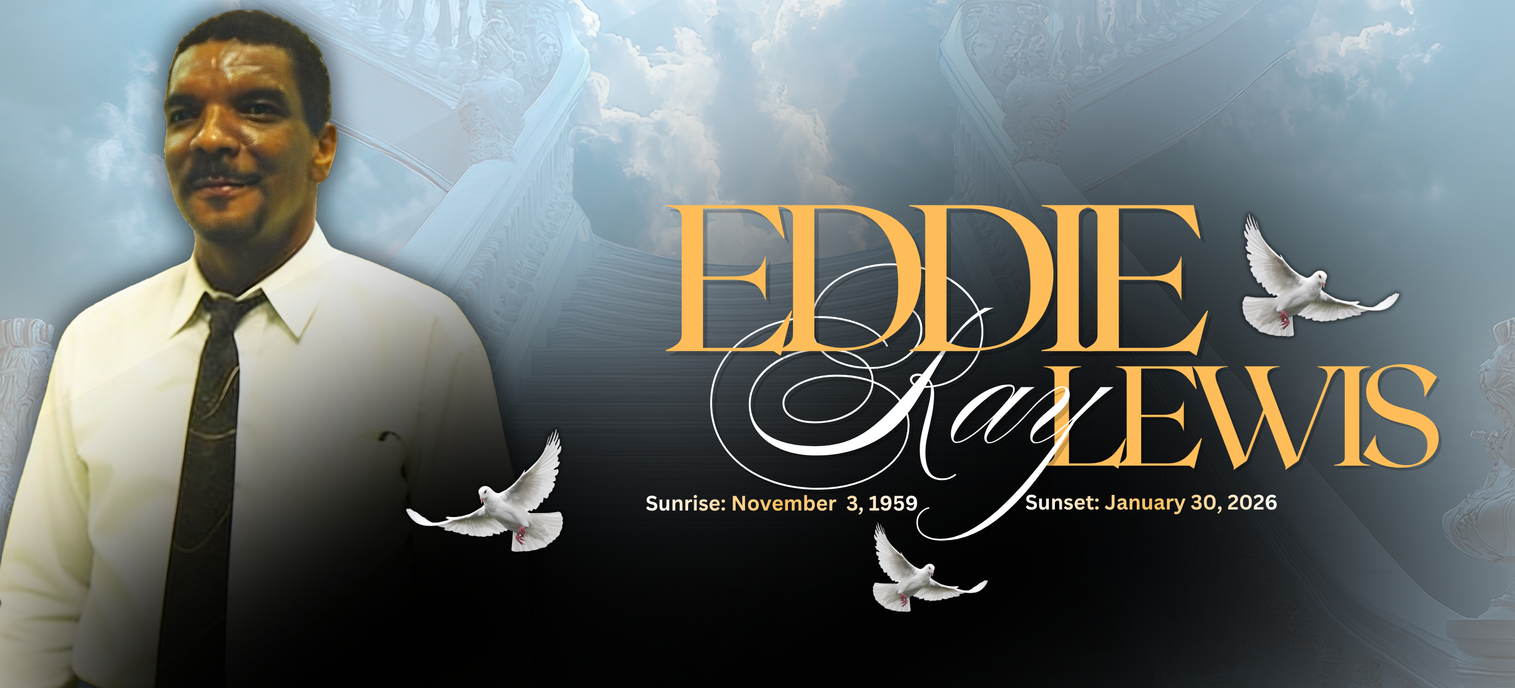 Custom memorial header for Eddie Ray Lewis